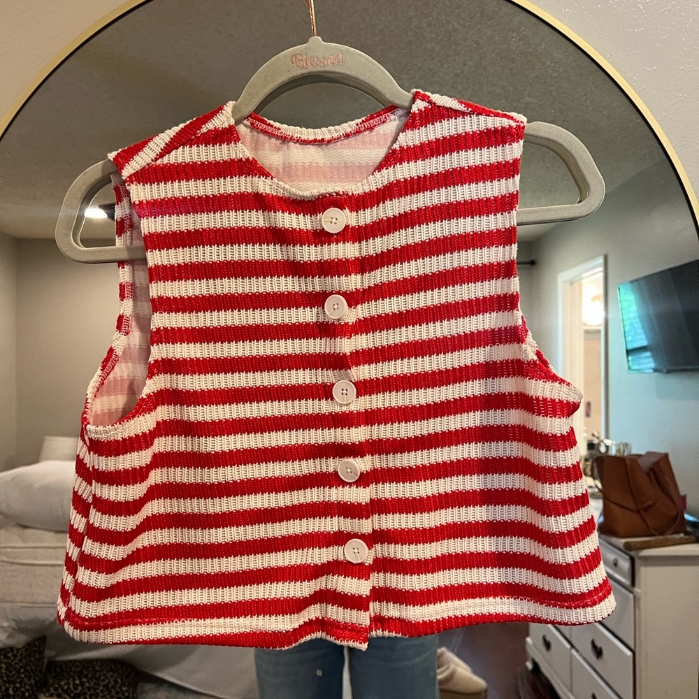 Missguided Red and White Striped Tank Top